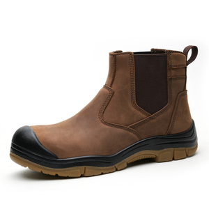Botas de trabajo de seguridad con punta de acero ZG, parte superior de cuero de Caballo <span class=keywords><strong>loco</strong></span> con entresuela de acero, construcción, minería, uso en fábrica, todas las estaciones - Product Image 1