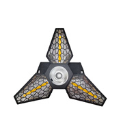 Lampe LED rétro à trois feuilles dorée 3x60W, avec effet de lavage mural RGB. Convient aux bars, discothèques, salles de réception, mariages