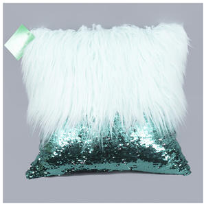 Taie d'oreiller carrée en fausse fourrure de 16x16 pouces à paillettes Patchwork pour la fête, housse de coussin décorative douce pour <span class=keywords><strong>canapé</strong></span>-lit - Product Image 5