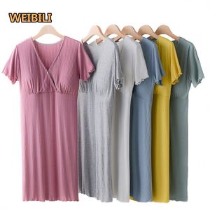 OEM vente en gros M-3XL été lâche croisé avant ouvert allaitement décontracté maternité vêtements d'allaitement <span class=keywords><strong>grossesse</strong></span> femmes <span class=keywords><strong>longue</strong></span> <span class=keywords><strong>robe</strong></span> - Product Image 2