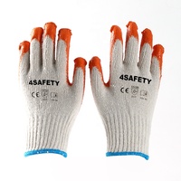 Venta al por mayor de guantes de trabajo de algodón de alta durabilidad con tableta de látex guantes de seguridad de punto para la construcción