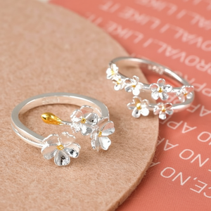 Set di gioielli a strati ispirati ai fiori di ciliegio accessorio per anello in argento moda donna formica logistica - Product Image 1