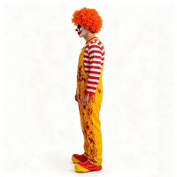 Costume d'Halloween de Clown Maléfique Effrayant, Combinaison Jaune à Rayures pour Hommes Adultes