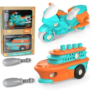Trending products 2024 new arrivals building block sets DIY Motorcycle Kit Eco Friendly novelty gag Toy For kid with Screwdriver