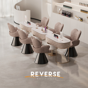 Chaise de maquillage électrique en métal à rotation antihorloge, tabouret de coiffeuse italien de luxe léger haut de gamme pour chambre de fille et dressing - Product Image 4