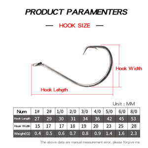 Haute Qualité 1 # 2 #   1/0-8/0 #   Divers modèles d'hameçons de pêche en acier inoxydable : hameçons circulaires pour thon, hameçons circulaires pour poulpe, hameçons sportifs - Product Image 5