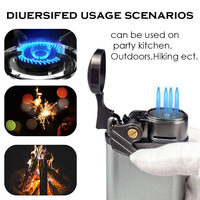 Briquet torche métallique coupe-vent 4 jets avec logo personnalisé, rechargeable au butane, flamme droite quadruple, pour cigares et cigarettes, idéal pour cadeaux et vente en gros