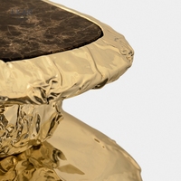 Wohnzimmer konsolen tisch im modernen Stil: Massivholz kern mit Messingblech verpackung, Marmor tischplatte, luxuriöser Eingangs bereich