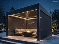 Pergola motorisée à lames orientables en aluminium, toit imperméable, espace de repas extérieur, salon de jardin, terrasse