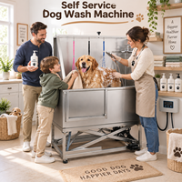 Baignoire de toilettage pour chiens en acier inoxydable, hauteur fixe et élévation électrique, pour le nettoyage et la toilettage des animaux de compagnie