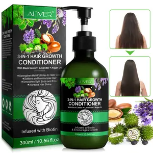 Shampooing et après-shampoing à l'huile d'argan et de ricin noir de la Jamaïque à la biotine naturelle de marque privée ALIVER 300ml pour la croissance des cheveux