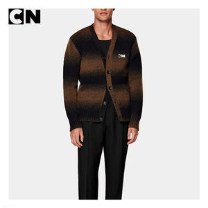 GRS Certification <b>Cardigan</b> Manufacturer Custom Men <b>Vintage</b> New Gradient Striped Mohair Wool Knitted <b>Cardigan</b> Winter Sweater - Product Image 3