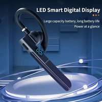 X6 headphone telinga biru satu telinga, Headset nirkabel dengan indikator baterai LED, mikrofon Bisnis