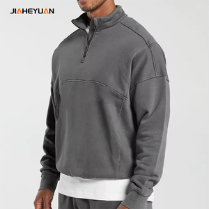 Custom Fleece Half <strong>Zip</strong> Cropped Sweatshirt Men <strong>Jumper</strong> High Quality Oversized <strong>Quarter</strong> <strong>Zip</strong> up Hoodies Men Streetwear - Product Image 2