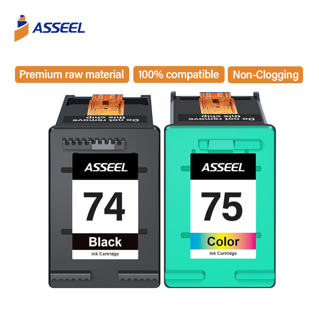 ASSEEL Print Head Inkjet Printer Cartridge 74 75 74XL 75XL Premium Color Remanufactured Deskjet D4260/D4280/D4360 J5725/J5730