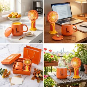 Best Sale Ceramic Mug USB Handheld Fan <b>Gift</b> Set Custom Logo Mug <b>Gift</b> Set for Women Business Giveaways Wedding Favors - Product Image 5