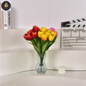 EV Amazo 7 cabezas Real Touch flores <span class=keywords><strong>blanco</strong></span> <span class=keywords><strong>rojo</strong></span> rosa coloridos tulipanes artificiales para decoración de boda DIY - Product Image 6