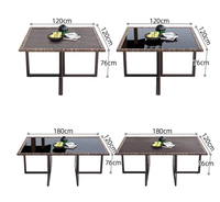 Ensemble de table et de chaises de patio en rotin d'extérieur, durable, pliable, léger, imperméable, jardin, balcon, cour, loisirs, repas
