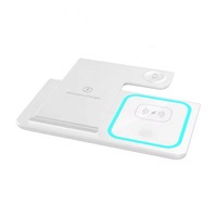 Chargeur sans fil pliable 3-en-1, station de charge rapide 15W avec lumière nocturne ambiante pour téléphone, montre et écouteurs