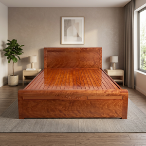 1.4m Japanese Traditional Modern Design <b>Platform</b> <b>Bed</b> <b>Frame</b> Mahogany Solid Wood Storage PU Surface Double Queen King Sizes Home - Product Image 2