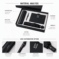 Coffrets cadeaux de parfum 4 en 1 avec thermos, stylo en métal, carnet et parapluie pliable pour cadeaux d'affaires pour cadres