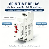 Relais multifonctionnel sur rail DIN 8 broches 220V monophasé avec indicateur LED et minuterie pour appareils électriques