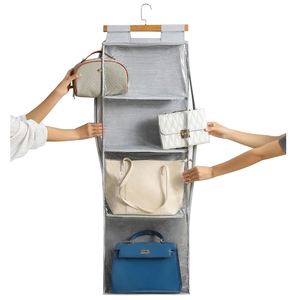 Clear Closet Hanging Handbag Organizer with Zippers Bag Purse <b>Storage</b> Holder Over the Door <b>Space</b> <b>Saving</b> Shelf Pocket - Product Image 6