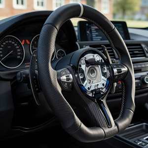 Volante de coche de fibra de carbono y cuero en stock para <span class=keywords><strong>BMW</strong></span> <span class=keywords><strong>328i</strong></span> F10 ACC F20 M3 F22 X3 E83 M550i F26 X4 F80 M140i F90 540 I4 Z4 - Product Image 2