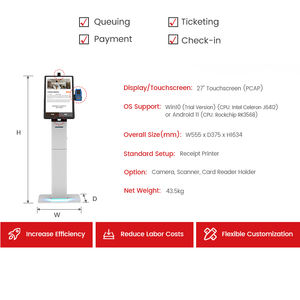 Tự quản lý tầng thường vụ màn hình cảm ứng tùy chỉnh tự động xếp hàng máy vé Dispenser hàng đợi <span class=keywords><strong>kiosk</strong></span> - Product Image 3