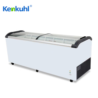 Congélateur Commercial à Glace SD720Q 700L – Vente Directe Usine – Congélateur Coffre à Couvercle en Verre Courbé pour Magasin de Proximité