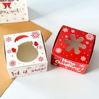 Caja de Regalo Navideña Pequeña Personalizada con Ventana Transparente, Envases de Papel para Dulces, Galletas, Chocolates y Golosinas Navideñas