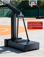 Système de support de basketball à hauteur fixe avec panneau arrière en verre trempé et panier de 45 cm avec rembourrage de poteau pour installation en salle de sport intérieure