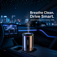 Diffuseur d'arômes intelligent pour voiture en métal personnalisé, humidificateur avec lumière d'ambiance 7 couleurs, distributeur de parfum 50-100ml, à fixer sur le siège