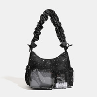 Sac bandoulière Sweet Star style japonais New Boston Pain Bag, transparent, pour fille, style coréen, avec fermeture éclair simple en silicone