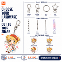 Porte-clés en acrylique Anime, acrylique transparent de qualité supérieure, personnalisable, vente en gros, OEM, fermoir à déclenchement, impression UV vive, impression d'illustrations personnalisées