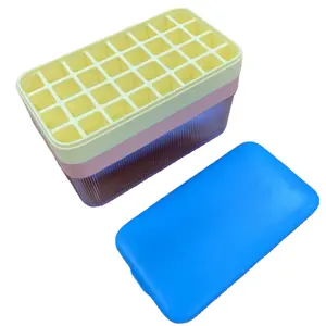 精炼硅胶工厂食品级冰盘，带透明储物盒和带两层冰盘的冰柜ABS盖