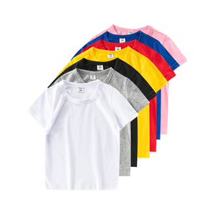 T-shirt d'été fin 100 % coton à manches courtes pour <span class=keywords><strong>enfants</strong></span>, sous-vêtement uni vierge à enfiler pour garçons et filles, vente en gros - Product Image 2