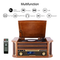 Lecteur de disques vinyles multiples avec sortie RCA platine vinyle Cassette Bluetooth CD DAB FM Radio Wooden HiFi Stereo Gramophone