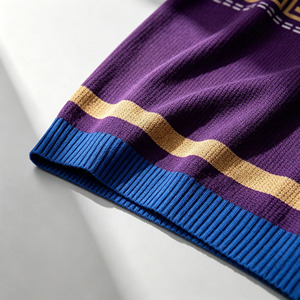 Suéter KTY Jacquard Grueso y Cálido, <span class=keywords><strong>Cuello</strong></span> <span class=keywords><strong>Alto</strong></span> Vintage, Estilo Polo con Parche en el Pecho, Color <span class=keywords><strong>Morado</strong></span>, Tejido de Punto para <span class=keywords><strong>Hombre</strong></span> - Product Image 6