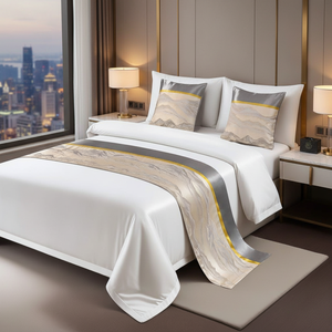 High Quality Hotel Style Luxury Solid Plain 100% Cotton Durable & Breathable Customizable Bed Runner Cushion Cover <b>Bedding</b> Set - Product Image 5