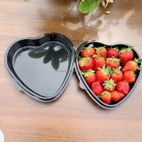 Boîte d'emballage pour fruits en plastique PET transparent de 21 oz, avec trous d'aération, forme de cœur, pour fraises, cerises, tomates, avec couvercle