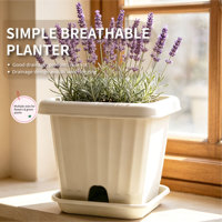 Grandes jardinières carrées en PP à arrosage automatique avec trou de drainage, capacité de 22,5 L, durables, modernes, pour la culture de légumes à la maison et en extérieur
