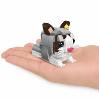 Ensemble de blocs de construction Chat Blanc Gris, Jouet de construction STEM, Briques éducatives DIY, Kit modèle d'animal de compagnie, Cadeau pour enfants de 6 ans et plus