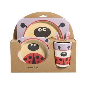 Zoológico de animales bebé placa arco Copa horquillas niños de fibra de bambú de juegos de vajilla - Product Image 4