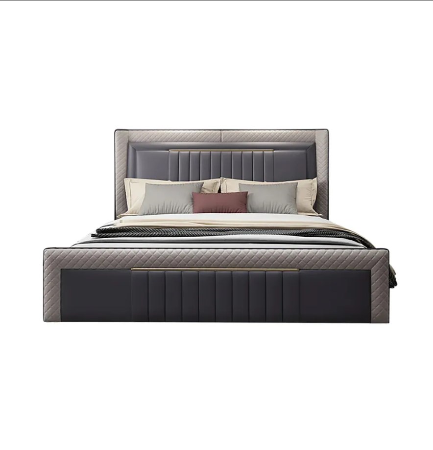 Modern frame wingback headboard upholstered cal king bed platform bed