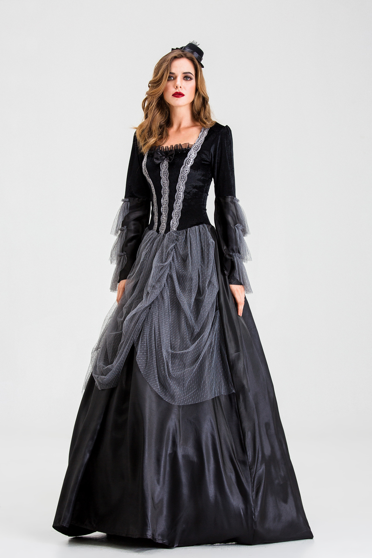 black and white plus size dresses cocktail Gorgeous Off Shoulder Victorian Lace Long Dress– Punkravestore main image 0