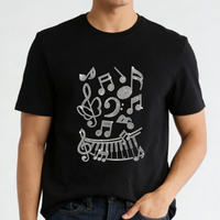 Ventes chaudes : Designs personnalisés en strass pour les amateurs de musique, transferts thermiques pour t-shirts
