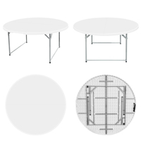 Banquet de mariage en plein air de haute qualité 5ft empilable bi-fold table 60 pouces tables rondes en plastique pliantes pour événements fête