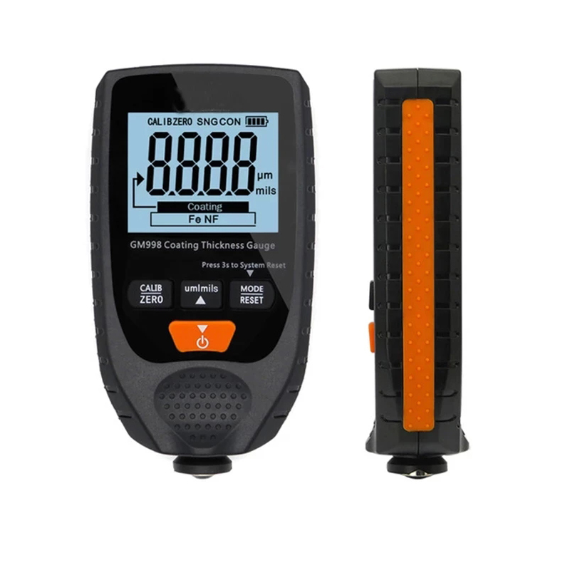 Толщиномер краски автомобиля GM998, измеритель толщины покрытия Fe & NFe, 0-1500 мкм
