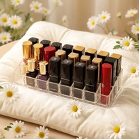 Support de rangement transparent pour rouges à lèvres en matériau AS, boîte à maquillage, organiseur de rouges à lèvres vide à 24 ou 9 compartiments